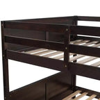 Letto a Castello con Letto Estraibile, Letto a Castello in Legno Completo con Letto Estraibile, Struttura del Letto a Castello in Legno Massello con Ringhiera e Scaletta