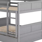 Letto a Castello con Letto Estraibile, Letto a Castello in Legno Completo con Letto Estraibile, Struttura del Letto a Castello in Legno Massello con Ringhiera e Scaletta