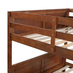 Letto a Castello con Letto Estraibile, Letto a Castello in Legno Completo con Letto Estraibile, Struttura del Letto a Castello in Legno Massello con Ringhiera e Scaletta