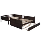 Letto a Castello con Letto Estraibile, Letto a Castello in Legno Completo con Letto Estraibile, Struttura del Letto a Castello in Legno Massello con Ringhiera e Scaletta