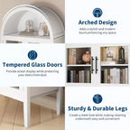 Cantinetta ad arco con luci a LED - Mobile credenza bianco indipendente con ante in vetro per cucina, sala da pranzo