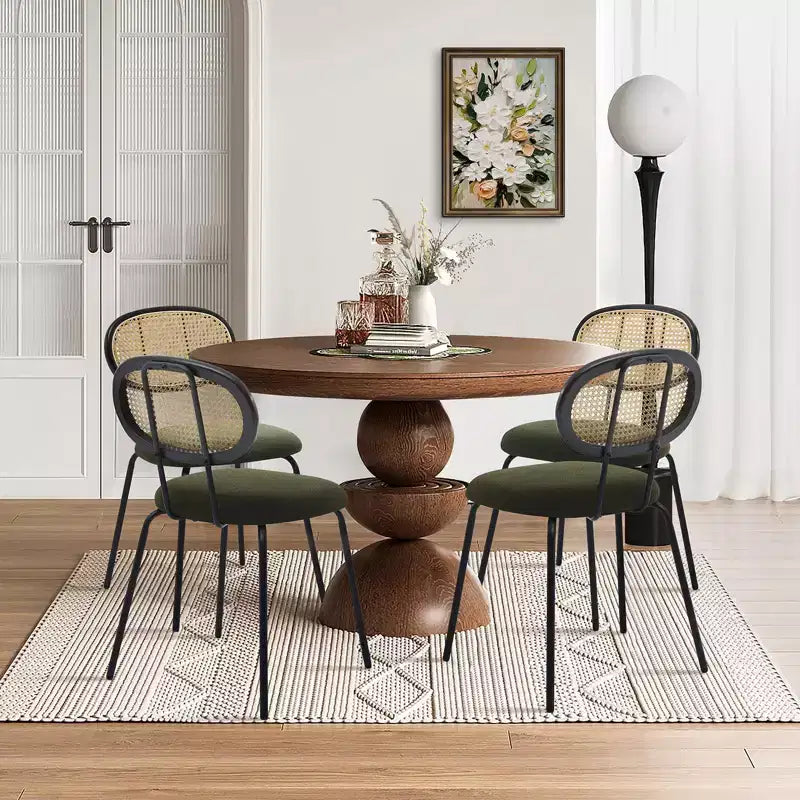 2 sedie da pranzo in rattan con gambe in metallo e schienale in rattan per sala da pranzo, cucina, soggiorno