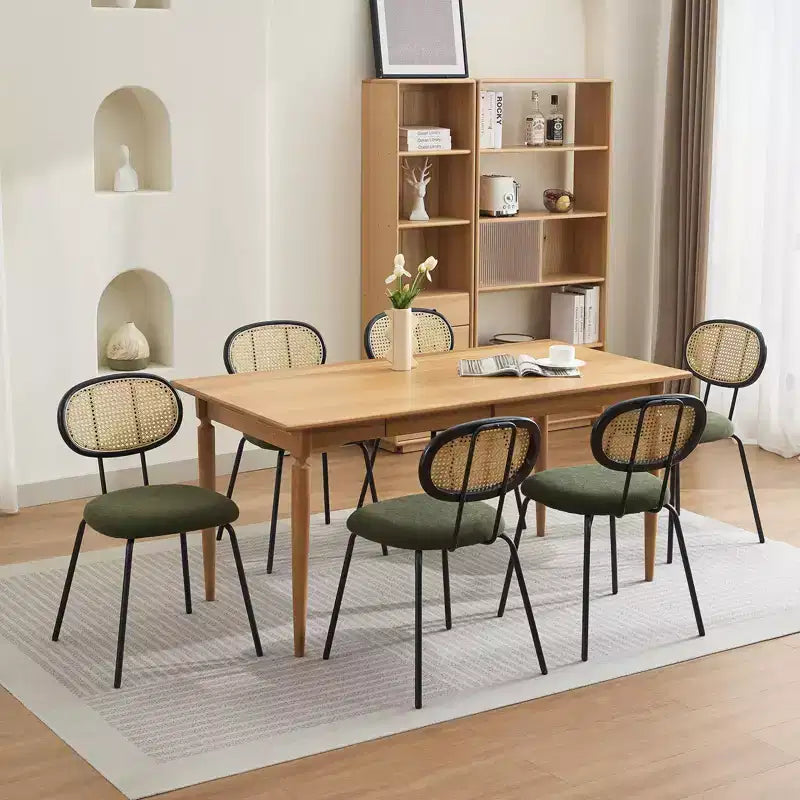 2 sedie da pranzo in rattan con gambe in metallo e schienale in rattan per sala da pranzo, cucina, soggiorno