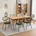 2 sedie da pranzo in rattan con gambe in metallo e schienale in rattan per sala da pranzo, cucina, soggiorno