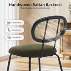 2 sedie da pranzo in rattan con gambe in metallo e schienale in rattan per sala da pranzo, cucina, soggiorno