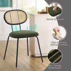 2 sedie da pranzo in rattan con gambe in metallo e schienale in rattan per sala da pranzo, cucina, soggiorno