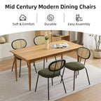 2 sedie da pranzo in rattan con gambe in metallo e schienale in rattan per sala da pranzo, cucina, soggiorno