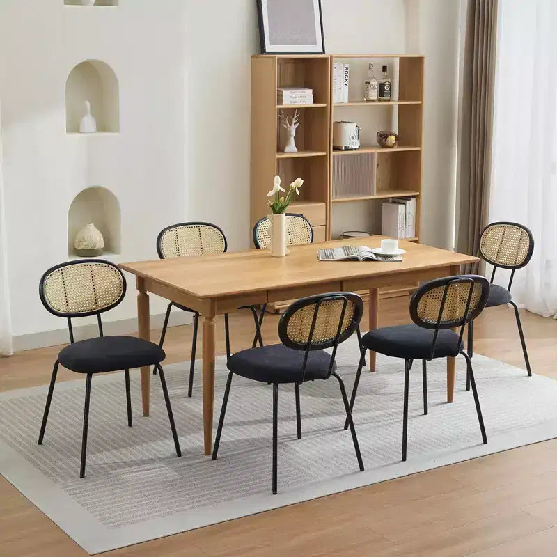 2 sedie da pranzo in rattan con gambe in metallo e schienale in rattan per sala da pranzo, cucina, soggiorno
