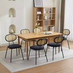 2 sedie da pranzo in rattan con gambe in metallo e schienale in rattan per sala da pranzo, cucina, soggiorno