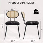 2 sedie da pranzo in rattan con gambe in metallo e schienale in rattan per sala da pranzo, cucina, soggiorno