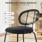 2 sedie da pranzo in rattan con gambe in metallo e schienale in rattan per sala da pranzo, cucina, soggiorno