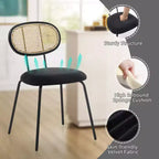 2 sedie da pranzo in rattan con gambe in metallo e schienale in rattan per sala da pranzo, cucina, soggiorno