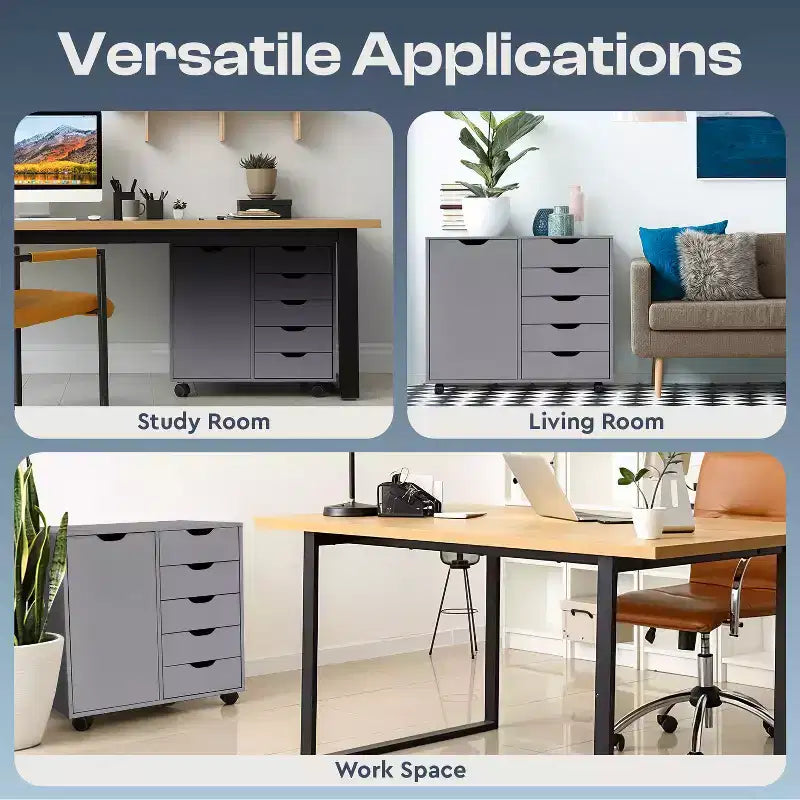 Home Imports Emporium Cassettiera Classificatore da Ufficio a 5 Cassetti con Scaffali e Cassetti Mobili