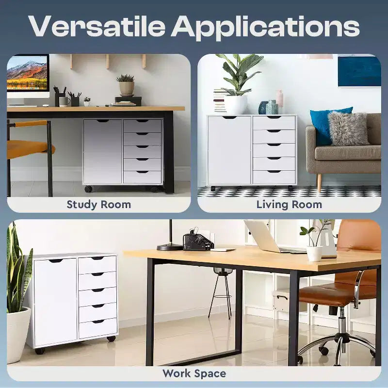 Home Imports Emporium Cassettiera Classificatore da Ufficio a 5 Cassetti con Scaffali e Cassetti Mobili