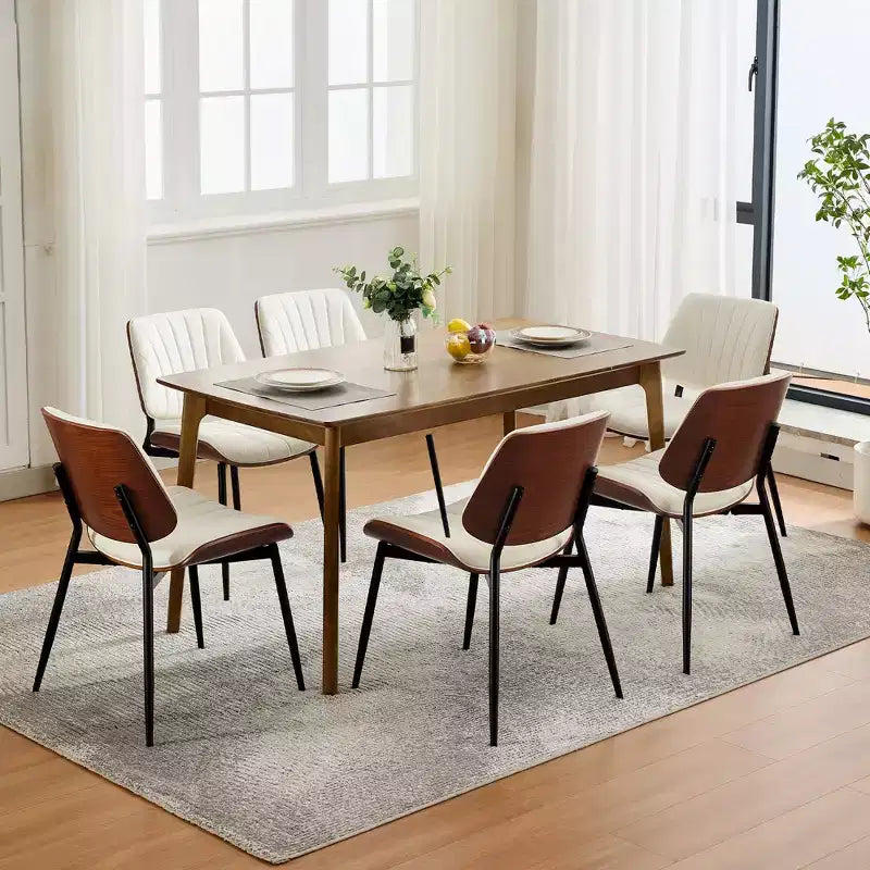 Set di 2 sedie da pranzo con rivestimento in pelle PU retrò e gambe in metallo per sala da pranzo e cucina