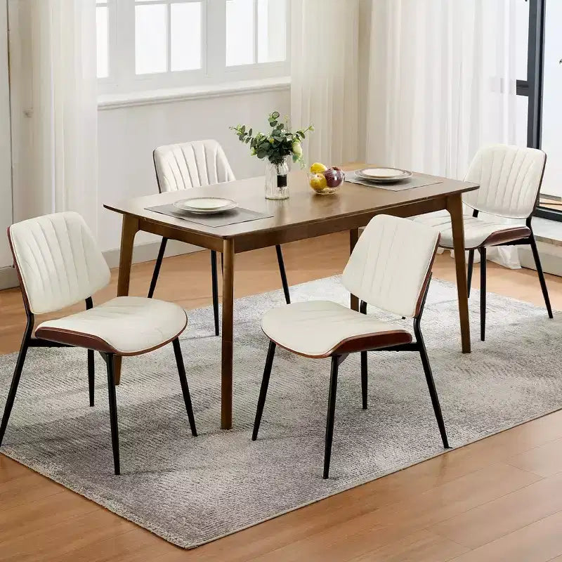 Set di 2 sedie da pranzo con rivestimento in pelle PU retrò e gambe in metallo per sala da pranzo e cucina