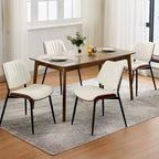 Set di 2 sedie da pranzo con rivestimento in pelle PU retrò e gambe in metallo per sala da pranzo e cucina