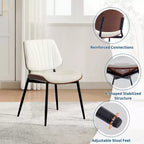 Set di 2 sedie da pranzo con rivestimento in pelle PU retrò e gambe in metallo per sala da pranzo e cucina