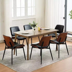 Set di 2 sedie da pranzo con rivestimento in pelle PU retrò e gambe in metallo per sala da pranzo e cucina