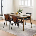 Set di 2 sedie da pranzo con rivestimento in pelle PU retrò e gambe in metallo per sala da pranzo e cucina