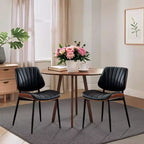 Set di 2 sedie da pranzo con rivestimento in pelle PU retrò e gambe in metallo per sala da pranzo e cucina