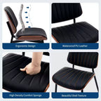Set di 2 sedie da pranzo con rivestimento in pelle PU retrò e gambe in metallo per sala da pranzo e cucina