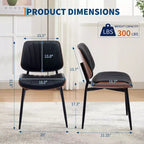 Set di 2 sedie da pranzo con rivestimento in pelle PU retrò e gambe in metallo per sala da pranzo e cucina