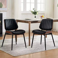 Set of 2 Dining Chairs with Upholstered Retro PU Leather and Metal Legs for Dining Room and Kitchen