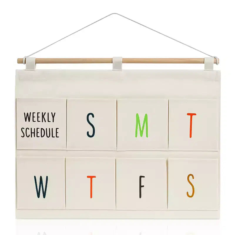 Garnen Wall organizer, Wall Pocket Weekly Planner, Wall Storage Organizer, 8 Pockets Hanging for To-Do List Pocket Chart Daily Schedule Planner, White