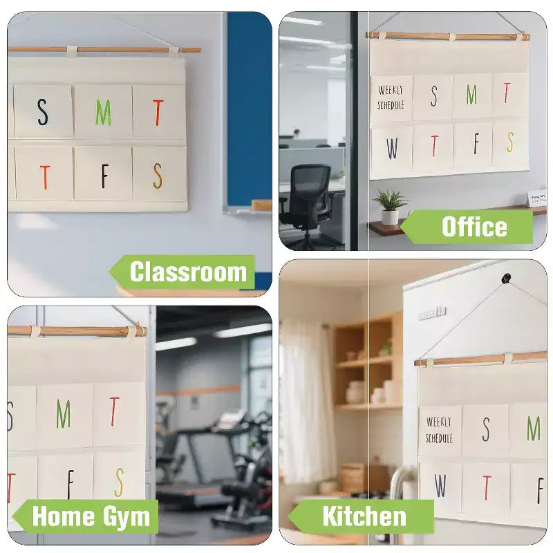 Organizzatore da parete Garnen, Portatutto da parete settimanale, Organizzatore portaoggetti da parete, 8 tasche da appendere per lista di cose da fare, Busta planner giornaliera, Bianco