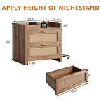 Set di 2 comodini, comodino moderno, comodini con 2 cassetti in PE Rattan, comodini in rattan per camera da letto e soggiorno