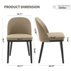 Set di 2 sedie da pranzo senza braccioli con schienale curvo e gambe in legno per ristorante/caffè, moderne rivestite in tessuto