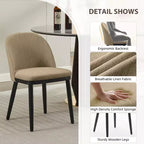 Set di 2 sedie da pranzo senza braccioli con schienale curvo e gambe in legno per ristorante/caffè, moderne rivestite in tessuto