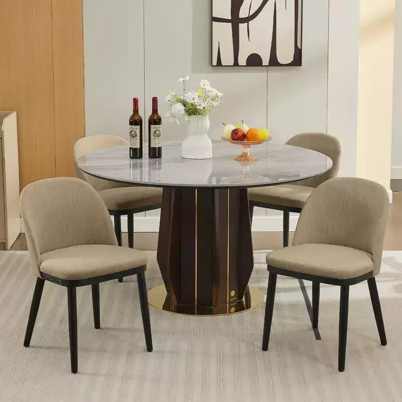 Set di 2 sedie da pranzo senza braccioli con schienale curvo e gambe in legno per ristorante/caffè, moderne rivestite in tessuto