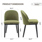 Set di 2 sedie da pranzo senza braccioli con schienale curvo e gambe in legno per ristorante/caffè, moderne rivestite in tessuto