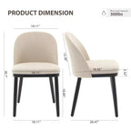 Set di 2 sedie da pranzo senza braccioli con schienale curvo e gambe in legno per ristorante/caffè, moderne rivestite in tessuto