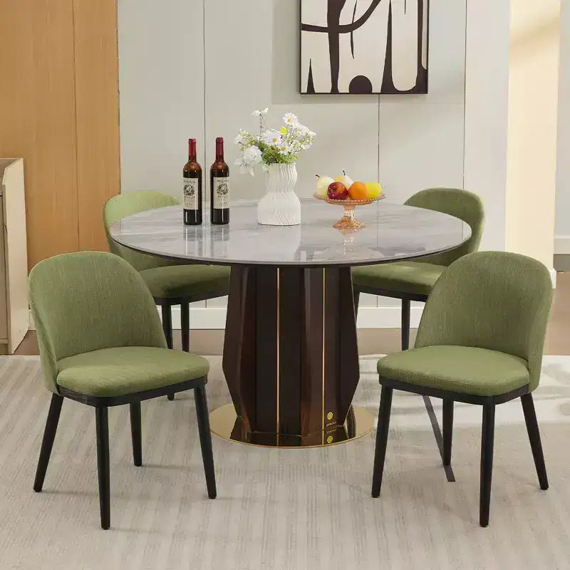 Set di 2 sedie da pranzo senza braccioli con schienale curvo e gambe in legno per ristorante/caffè, moderne rivestite in tessuto