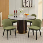 Set di 2 sedie da pranzo senza braccioli con schienale curvo e gambe in legno per ristorante/caffè, moderne rivestite in tessuto