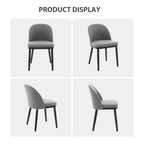Set di 2 sedie da pranzo senza braccioli con schienale curvo e gambe in legno per ristorante/caffè, moderne rivestite in tessuto