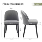 Set di 2 sedie da pranzo senza braccioli con schienale curvo e gambe in legno per ristorante/caffè, moderne rivestite in tessuto