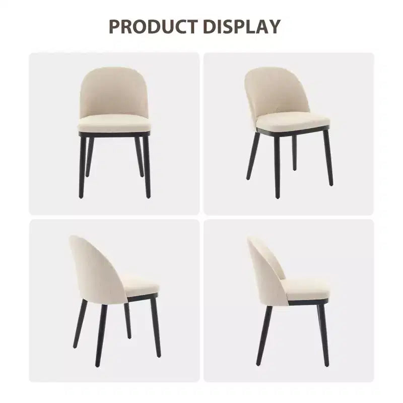 Set di 2 sedie da pranzo senza braccioli con schienale curvo e gambe in legno per ristorante/caffè, moderne rivestite in tessuto