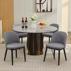 Set di 2 sedie da pranzo senza braccioli con schienale curvo e gambe in legno per ristorante/caffè, moderne rivestite in tessuto