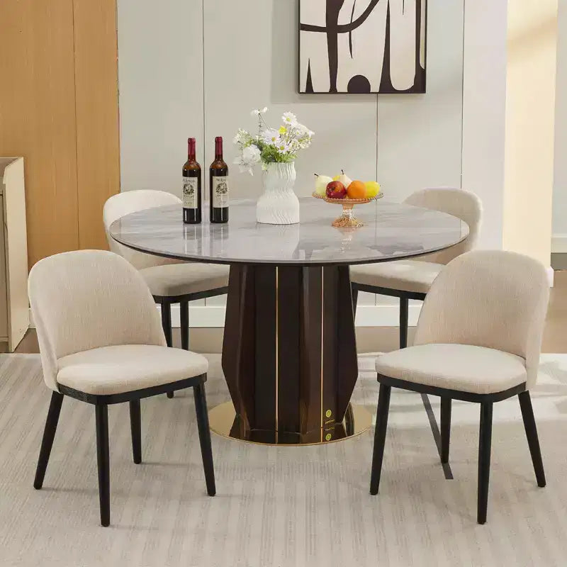 Set di 2 sedie da pranzo senza braccioli con schienale curvo e gambe in legno per ristorante/caffè, moderne rivestite in tessuto