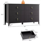 Comò da camera con 6 cassetti, comò moderno largo 137 cm con maniglie in metallo, mobile contenitore in legno per camera da letto, soggiorno, corridoio