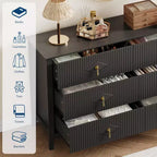 Comò da camera con 6 cassetti, comò moderno largo 137 cm con maniglie in metallo, mobile contenitore in legno per camera da letto, soggiorno, corridoio