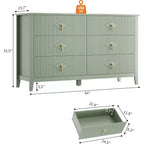 Comò da camera con 6 cassetti, comò moderno largo 137 cm con maniglie in metallo, mobile contenitore in legno per camera da letto, soggiorno, corridoio