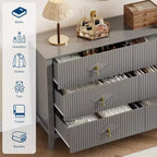 Comò da camera con 6 cassetti, comò moderno largo 137 cm con maniglie in metallo, mobile contenitore in legno per camera da letto, soggiorno, corridoio