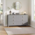 Comò da camera con 6 cassetti, comò moderno largo 137 cm con maniglie in metallo, mobile contenitore in legno per camera da letto, soggiorno, corridoio