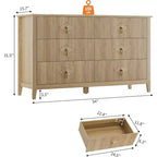 Comò da camera con 6 cassetti, comò moderno largo 137 cm con maniglie in metallo, mobile contenitore in legno per camera da letto, soggiorno, corridoio