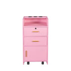 GDFStudio Estelle Mobiletto Moderno per Salone di Bellezza con 3 Supporti per Asciugacapelli, 2 Cassetti, 1 Anta e Ruote